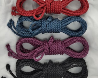 Shibari Bondage Rope! 6mm Jute, EACH. Kink/BDSM/suspension/self-bondage. Natural or dyed adult set/kit/hank. Pink, purple, fuchsia,...