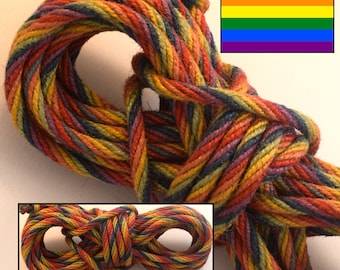Rainbow Shibari Bondage Rope, 6mm Jute, EACH. LGBTQIA+ Pride Flag Color/Dyed. Kink/BDSM/suspension/self-bondage/adult. set/kit/hank.
