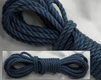 Blue Shibari Bondage Rope, 6mm Jute, EACH. Kink/BDSM/suspension/self-bondage/beginner/adult. Dyed set/kit/hank
