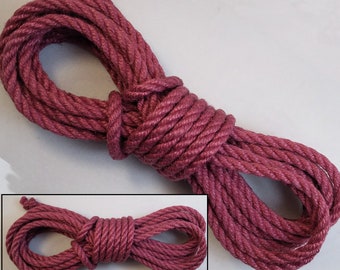 Fuchsia Shibari Bondage Rope, 6mm Jute, EACH. Kink/BDSM/suspension/self-bondage/beginner/adult. Dyed set/kit/hank