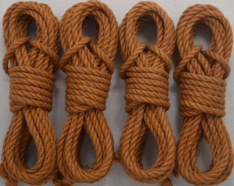 Orange Shibari Bondage Rope, 6mm Jute, EACH. Kink/BDSM/suspension/self-bondage/beginner/adult. Dyed set/kit/hank
