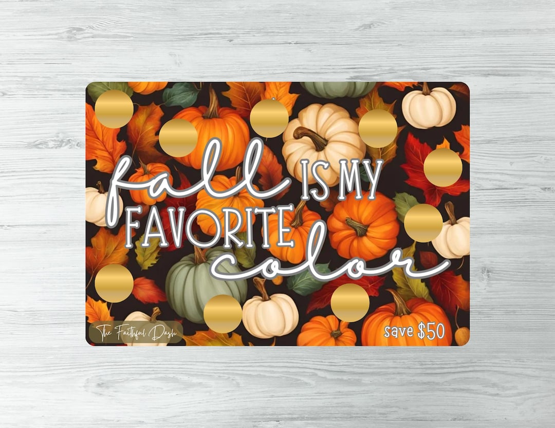 Fall Scratch Off FALL FAVORITE COLOR Scratch off Savings Challenge | Save 50 | Amounts ...