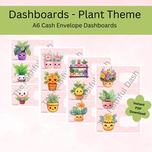 Bargeldumschlag Dashboards | Pflanzen Sukkulenten Blumen | 12 Dashboards | Größe A6 | Druckbar