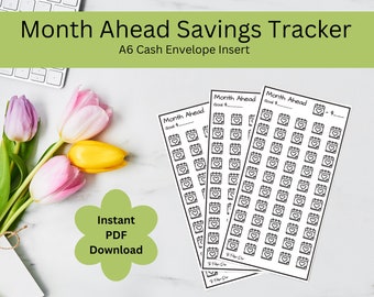 Month Ahead Tracker | Savings Tracker | Cash Envelope Insert | Budget Printable
