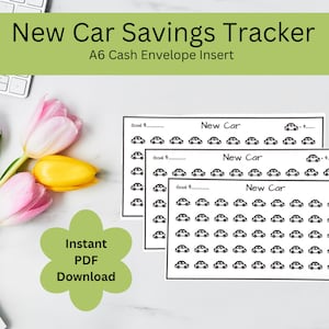 New Car Savings Tracker | Cash Envelope Insert | Budget Printable