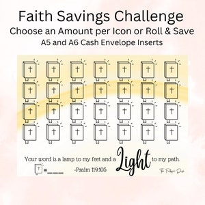 Faith/Scripture Savings Challenge | Word Lights My Path | A5 and A6 | Budget Printable