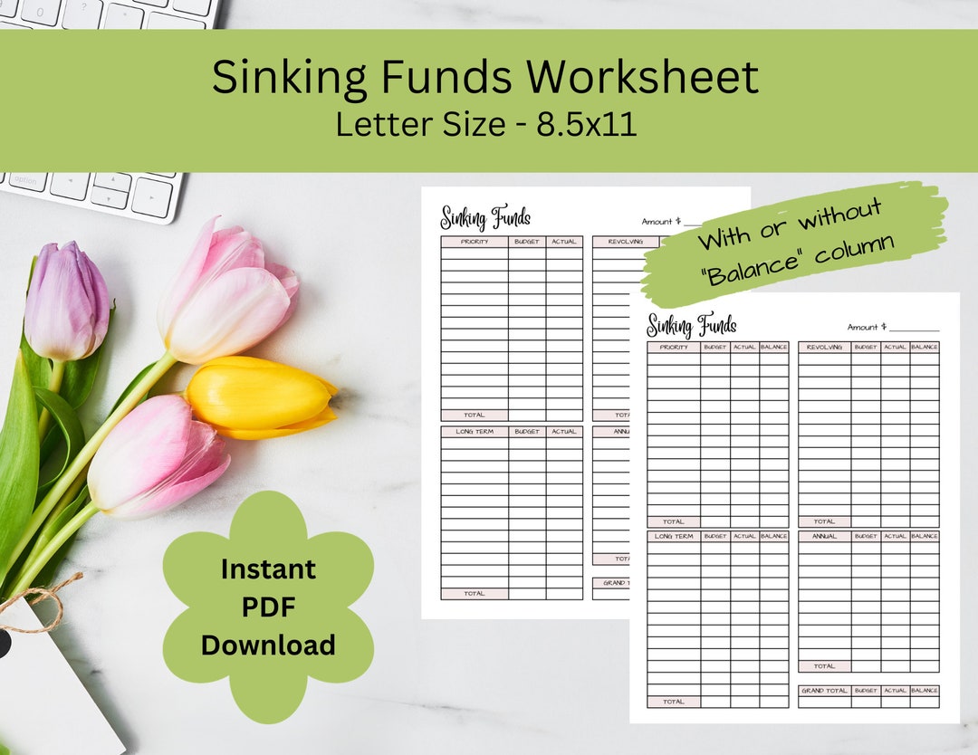 Sinking Funds Worksheet | Letter Size 8.5x11 | Budget Printable - Etsy