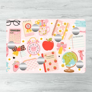 SCHOOL SUPPLIES | Scratch Off Savings Challenge | Save 50 | Laminated | A5 Size