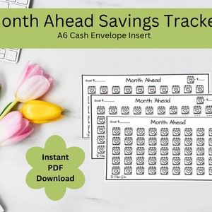 Month Ahead Tracker | Savings Tracker | Cash Envelope Insert | Budget Printable