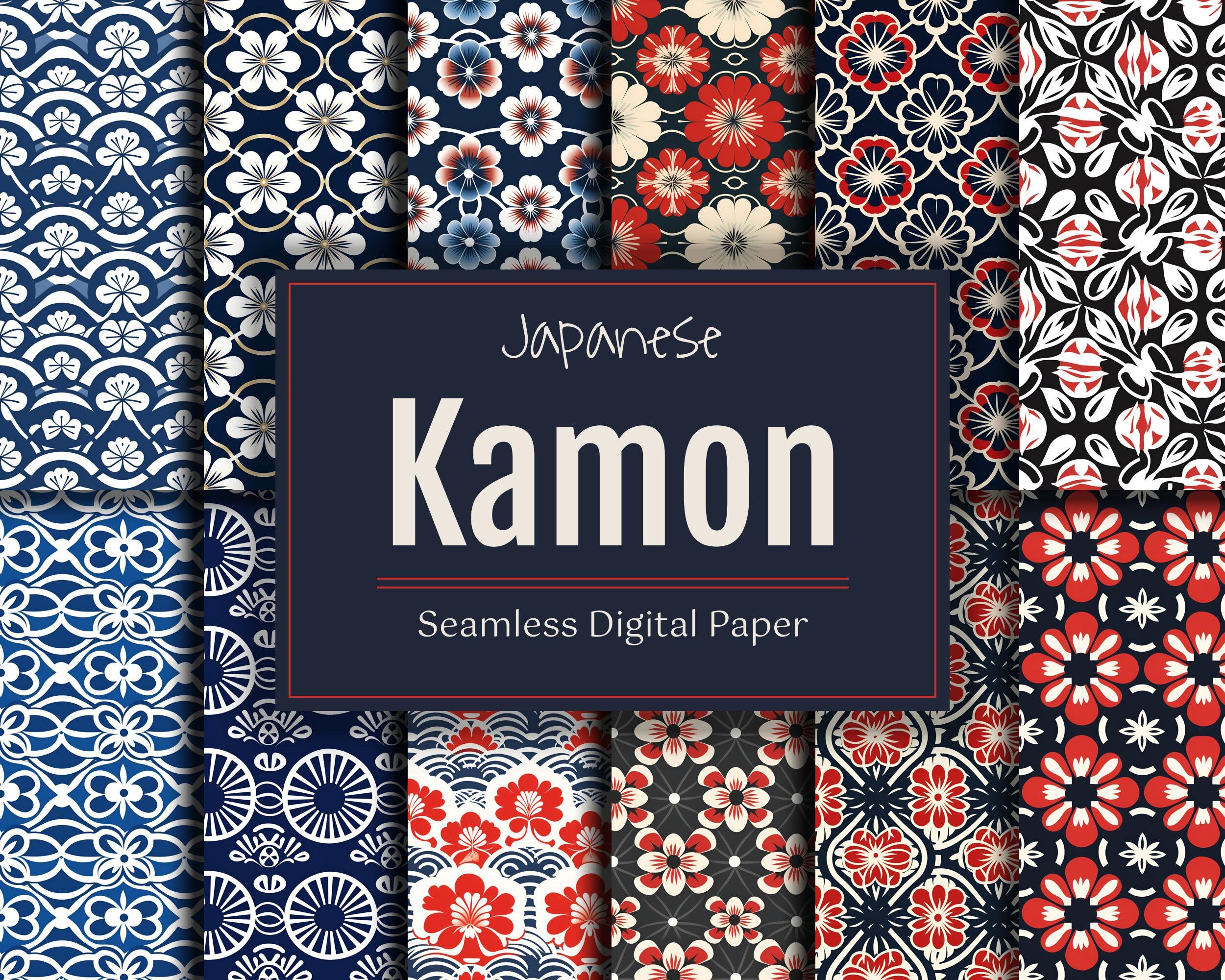 Classic Japanese Digital Paper Pack, Kamon Seamless Pattern for ...