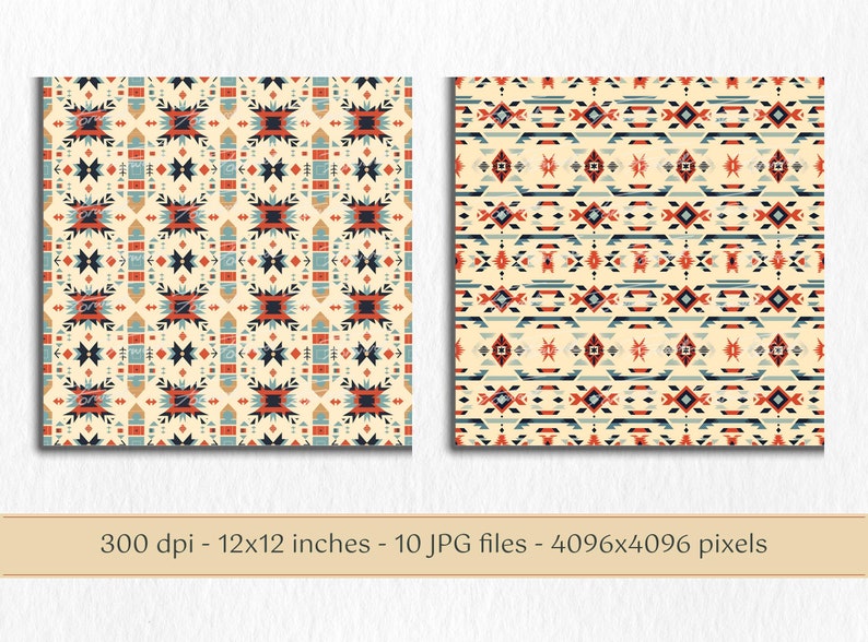 Traditional Tribal Digital Paper Pack, Native American Seamless Pattern ...