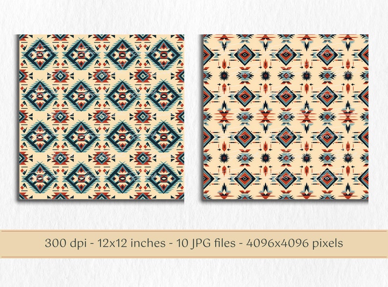 Traditional Tribal Digital Paper Pack, Native American Seamless Pattern ...