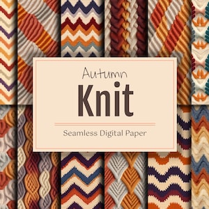 Pack de papier numérique à tricoter d’automne, modèle de tricot sans couture réaliste pour scrapbook, fond d’automne de pull tricoté, art de conception de sublimation