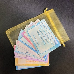 Tragbare Schriftkarten zum Thema Vertrauen auf Gott im Organzabeutel