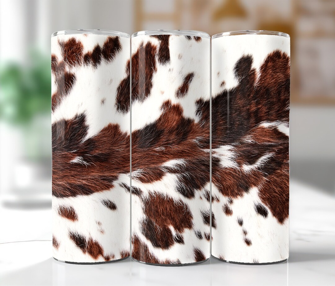 Cowhide Insulated 20oz Stainless Steel Tumbler With Straw, Gifts for