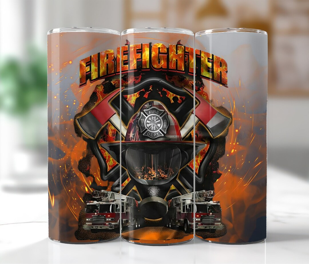 Firefighter Tumbler With Straw And Lid Firefighter Gifts First