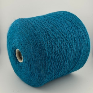 Turquoise Lamb Wool Yarn Cone: Italian Lace Weight (700m/100g)