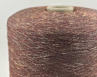 Taupe Red & Gold Lurex Yarn: Italian Metallic Glitter Thread
