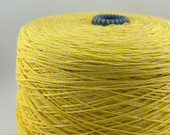 Yellow Cotton Lurex Yarn on Cone: DK Weight, Made in Italy