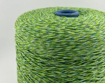 Green Cotton Lurex Yarn on Cone: DK Weight, 320m (Made in Italy)