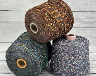Italian Fantasy Yarn on Cone: Multicolored Viscose Polyamide Crochet Yarn