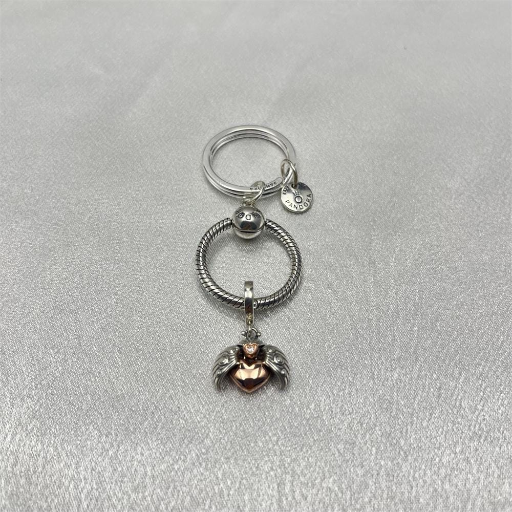 Pandora Ale S925 Club 2022 Ladybird & Heart Dangle Charm Key Ring Set