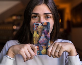 Funda para teléfono con arte de cerámica africana: Estampado tribal para iPhone, Samsung y Pixel