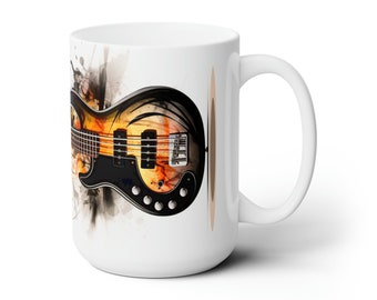 Tazas personalizadas, taza, guitarra baja, taza de cerámica, 15 oz