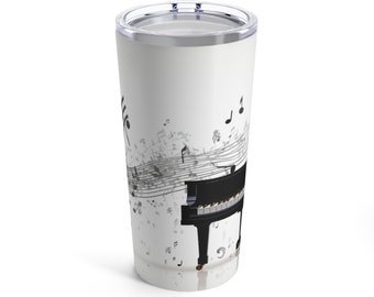 Vaso de música de piano: regalo para profesores de música y músicos - 20 oz