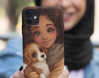 Funda para teléfono anime, funda para teléfono para cachorros, funda para teléfono linda para cachorros y niñas, adorable funda protectora para su teléfono