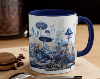 Taza de café con diseño de hongos azules, 325 ml