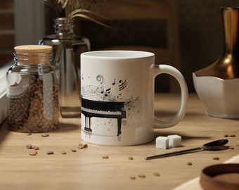 Piano Jumbo Mug, 20oz, taza de piano, taza de música, regalo amante de la música