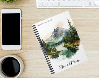 Cuaderno personalizado, Cuaderno espiral - Línea reglada, Cuaderno personal, Cuaderno de escenas de la naturaleza, Cuaderno de montañas, Cuaderno de escenas al aire libre