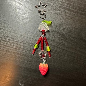 strawberry jellyfish keychain