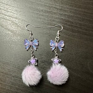 purple puff earrings