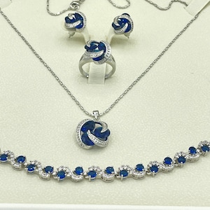 Jewellery Sets For Women Wedding Bridal Jewellery Set With Necklace Ring Earring For Bride Cubic Zirconia Bridesmaid Jewellery Leather Box