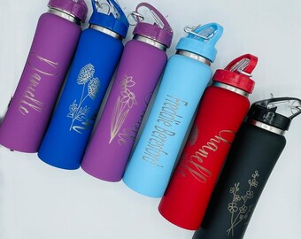 Personalized Stainless Steel Sports Bottle 600ml / 20oz - Engraved With Any Message You Want!