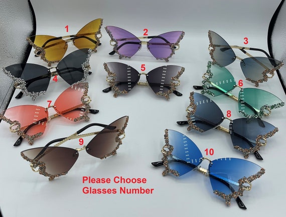 Butterfly Shaped Rhinestone Sunglasses, Oversized Metal Frame, UV Protection Amazon.com: mincl Luxury Diamond Butterfly Sunglasses Women  main image 4