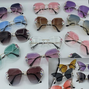 Butterfly Shaped Sunglasses Rhinestone Embellished Oversized Glasses Perfect for the Summer and Festivals Gift for Women Frameless Festival