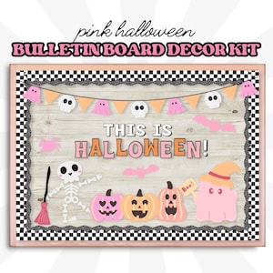 Pink Halloween Themed Bulletin Board Kit, October Spooky Classroom Decor, Pastel Pumpkin, prek, preschool, kindergarten 1st, 2nd, 3rd, grade