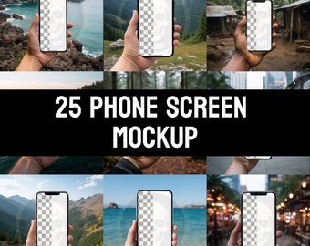 25 Phone mockup set, Smartphone App Screen, iphone mockup, holding phone mockup, mockup cell phone, app mockup, Smartphone App Screen Device