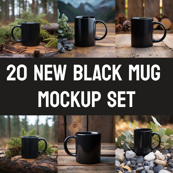 Schwarze Tasse Mockup, Herbst schwarze Tasse, png-Tasse, digitales Mockup, Tasse schwarze Keramik, Tasse Mockups schwarzer Griff, matt schwarze Tasse, Tasse Mock-up schwarz