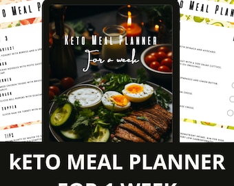 Plan de comidas Keto, Planificador de preparación de comidas, Planificador de comidas semanal, Recetas Keto, Planificador de fitness, Dieta Keto, Planificador digital, Planificador de pérdida de peso