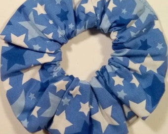 Blue/ White Stars Hair Scrunchie - Hair Ties - Hair Accessories