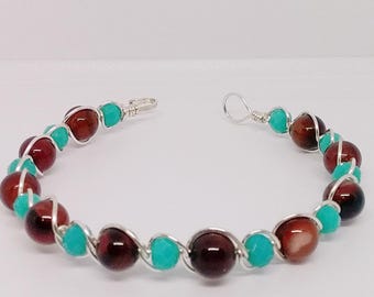Wire Wrapped Beaded Bracelet - Beaded Bracelet - Wire Wrapped Jewelry
