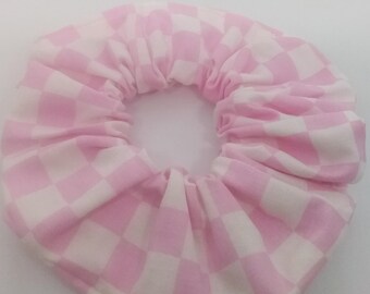Pink/Checker  Pattern Hair Scrunchie - Hair Ties - Hair Accessories