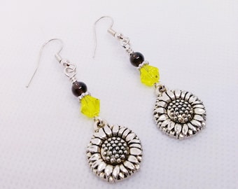 Sunflower Earrings - Dangle Earrings -Gift For Her
