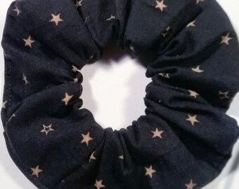 Black/ Gold Stars Hair Scrunchie - Hair Ties - Hair Accessories