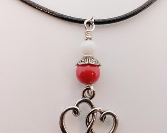 Intertwined Hearts Pendant Necklace - Boho Pendant - Cord Pendant Necklace - Valentine's Day