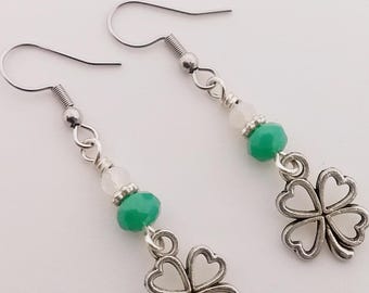Four Leaf Clover Earrings - Festive Earrings - St. Patrick's day Jewelry - Dangle Earrings